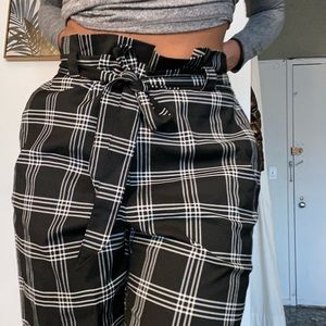 H&M paperbag waist pants , checkered